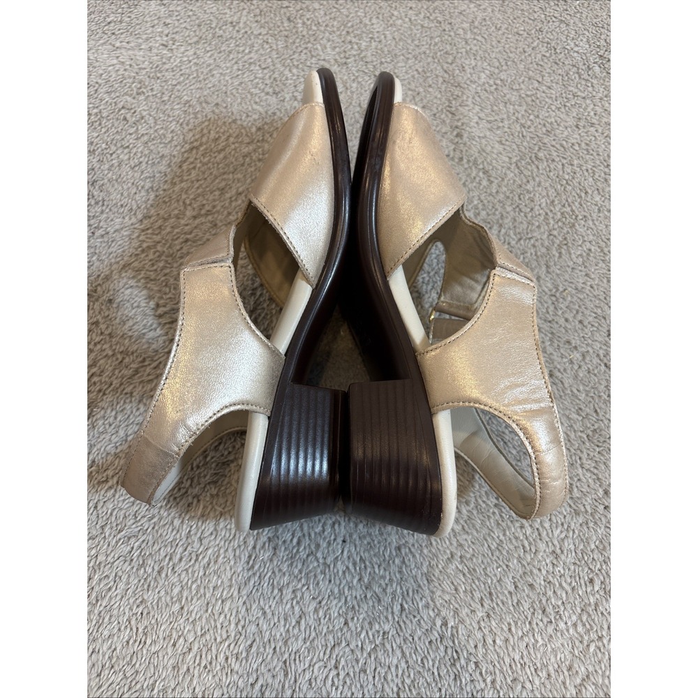 SAS Suntimer Heel Strap Sandals 6W Lusso Tripod Comfort Shimmer Tan Slingback - Picture 9 of 16